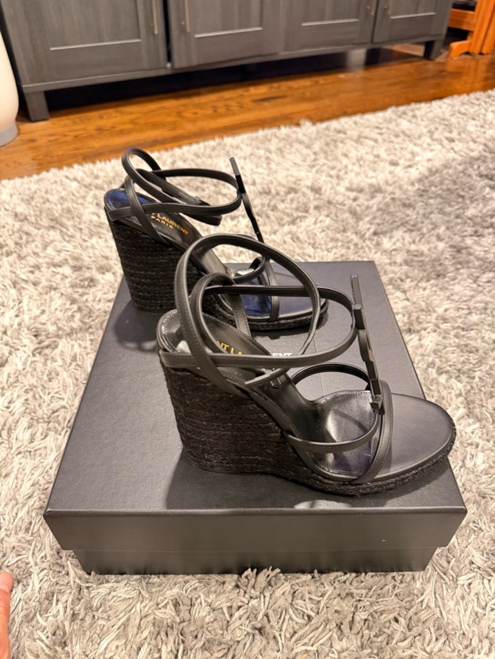 Saint Laurent Cassandra Espadrille Wedge in Black size 38 US 8 - Picture 5 of 6